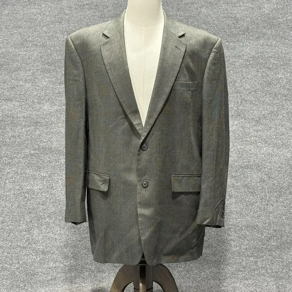 Jos A Bank Blazer Mens 46 Long Gray Silk Wool 2 Button Sport Coat Jacket